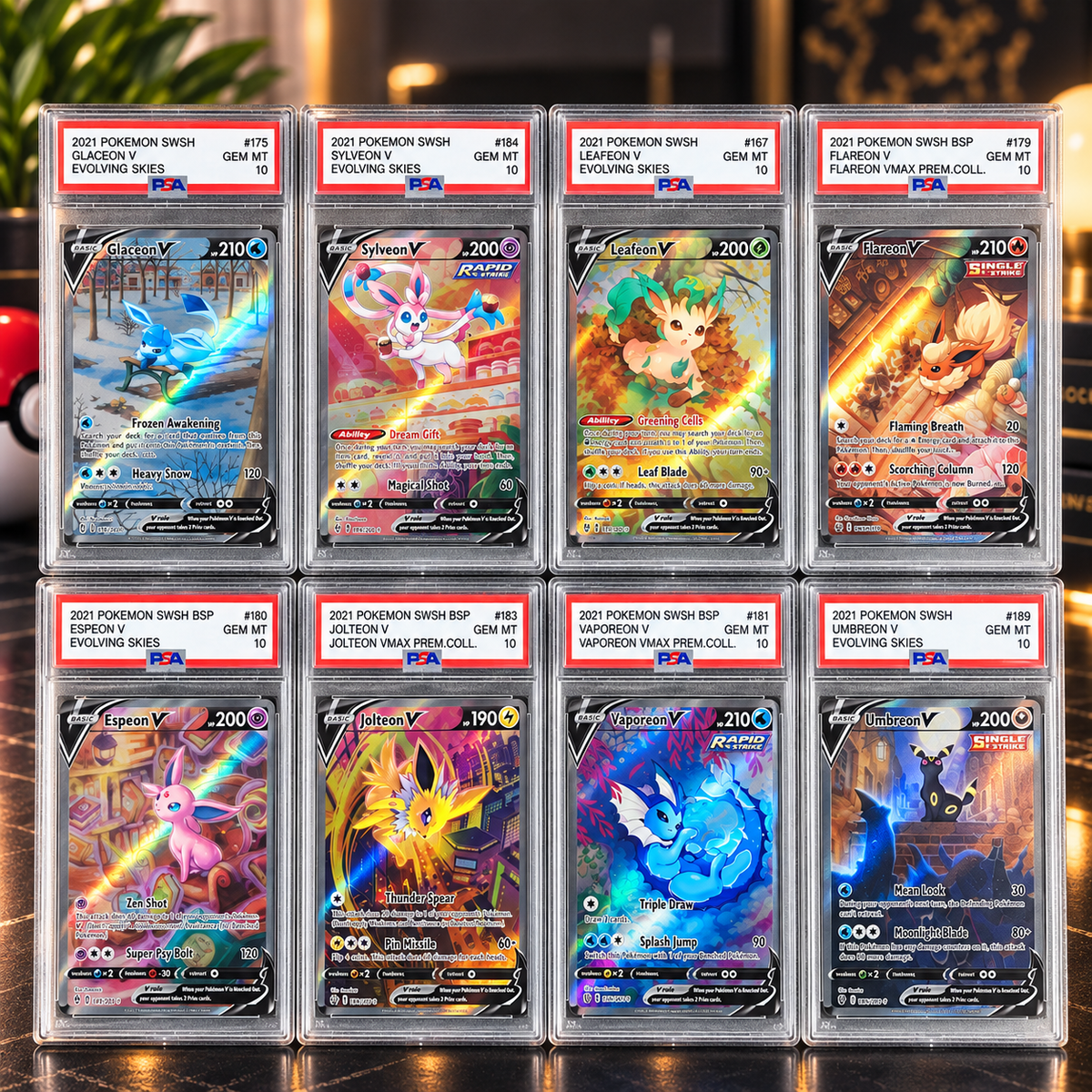 2021 SwSh Evolving Skies Eeveelution Gem Mint 10 Proxy Slabs