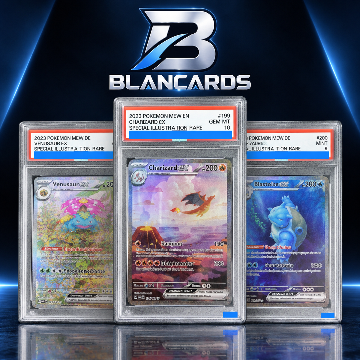 Charizard, Venusaur & Blastoise EX — Gem 10 Proxy Slabs