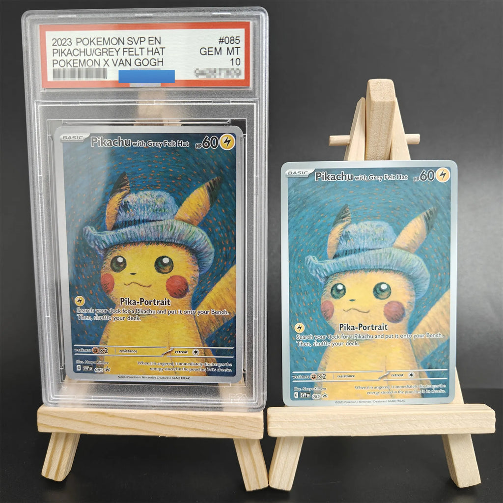 Ptcg x Van Gogh Pikachu Grey Felt Hat Gem mt 10 Proxy slab