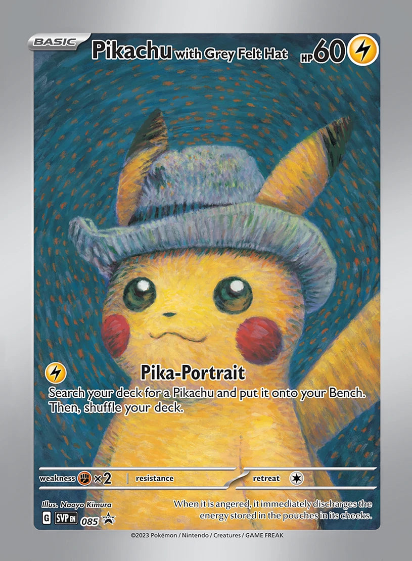 Ptcg x Van Gogh Pikachu Grey Felt Hat Gem mt 10 Proxy slab