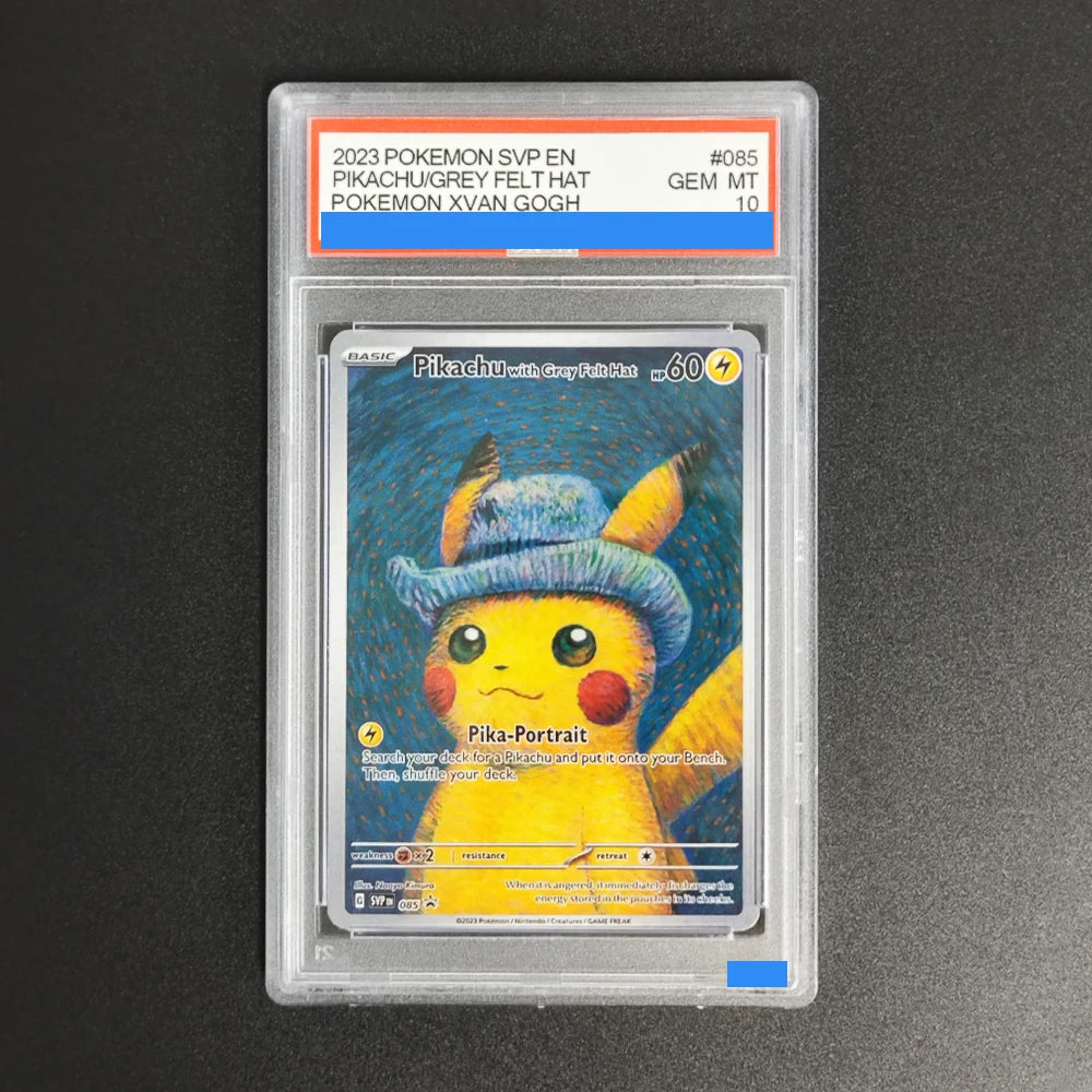 Ptcg x Van Gogh Pikachu Grey Felt Hat Gem mt 10 Proxy slab