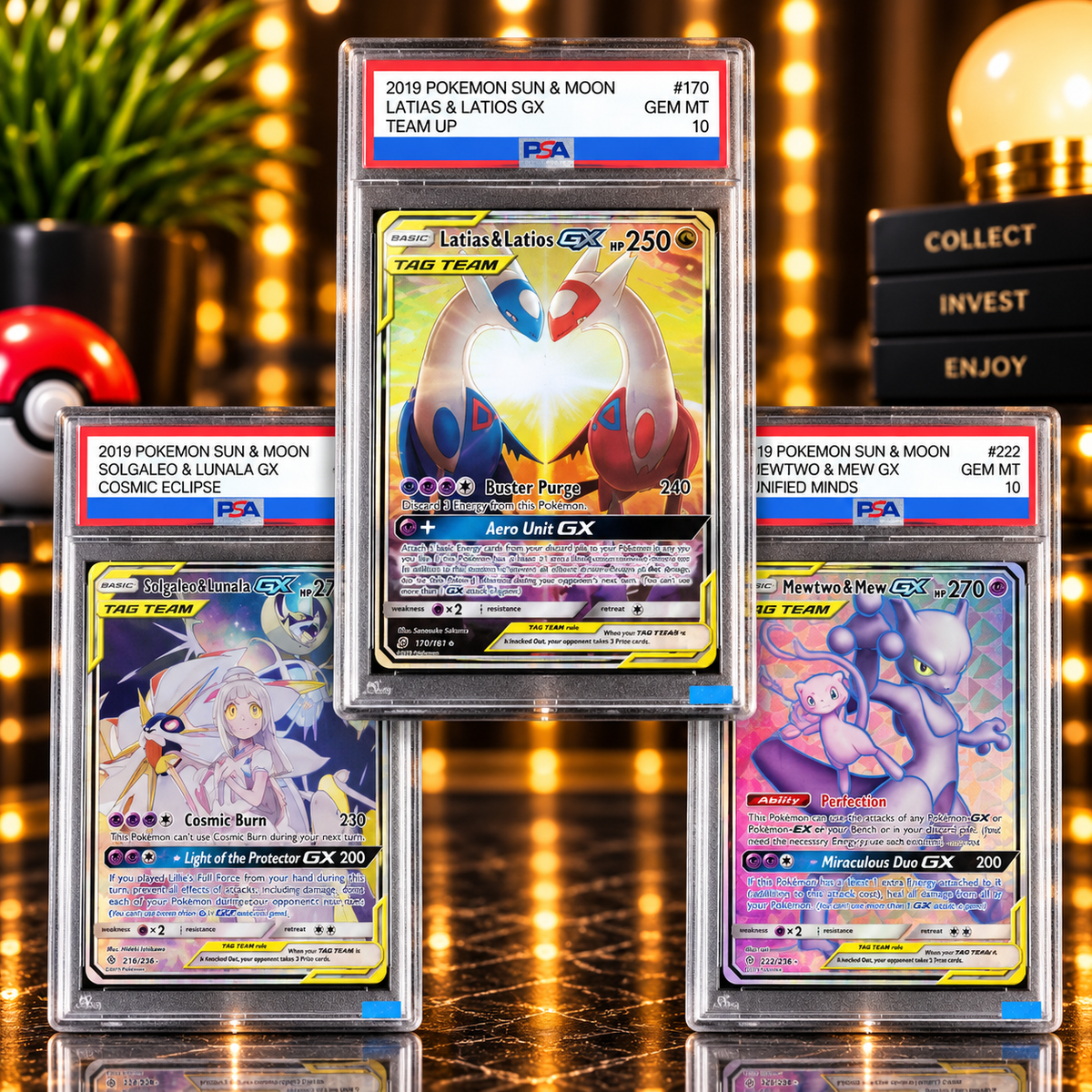 PTCG Sun & Moon Team Up Grade Gem Min 10 Collection Card Proxy Slabs